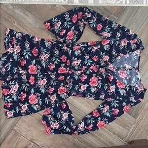 Floral long sleeved romper